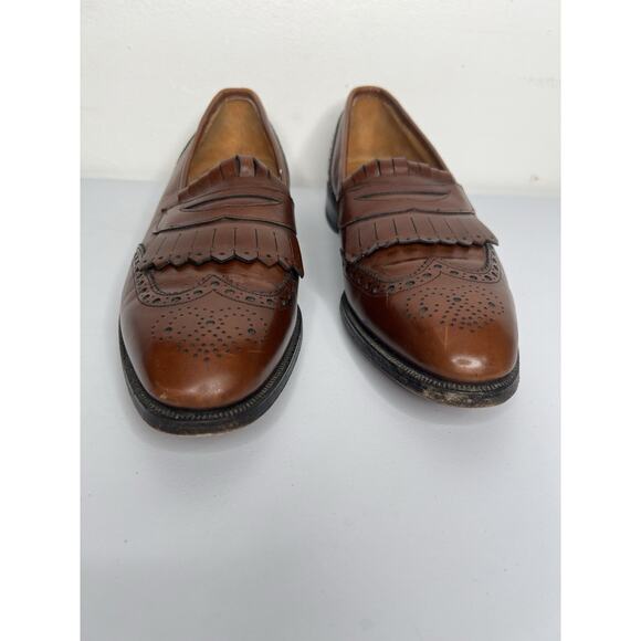 Vtg Johnston Murphy Aristocraft Leather Shoes Loafers Wingtip Brown Men’s Sz 11B - Picture 3 of 11